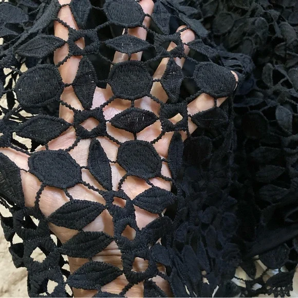 NWOT Eilly Bazar Black hollow out Lace long sleeve Mock neck Dress size M & L - Picture 8 of 14